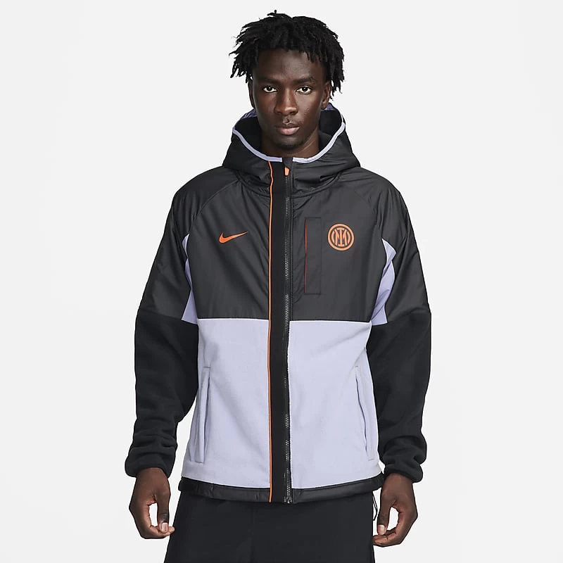 Inter Milan AWF Third Nike Football Winterized Full-Zip Jacket - Black / Indigo Haze / Safety Orange / Safety Orange