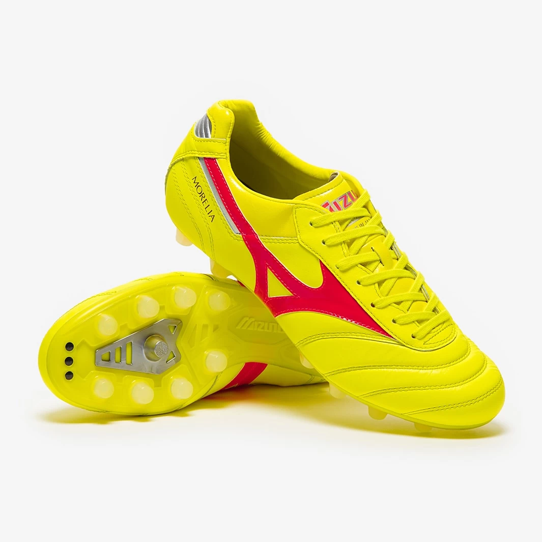 Mizuno Morelia II Made in Japan FG  - Safety Yellow / Fiery Coral / Galaxy Silver